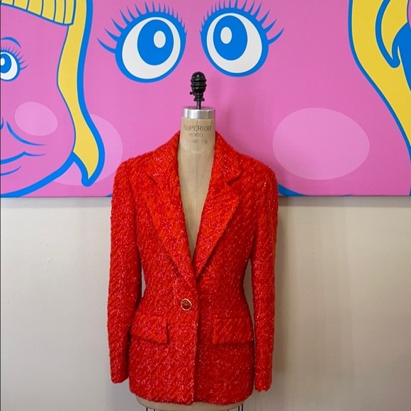 Anne Klein Orange Metallic Evening Blazer